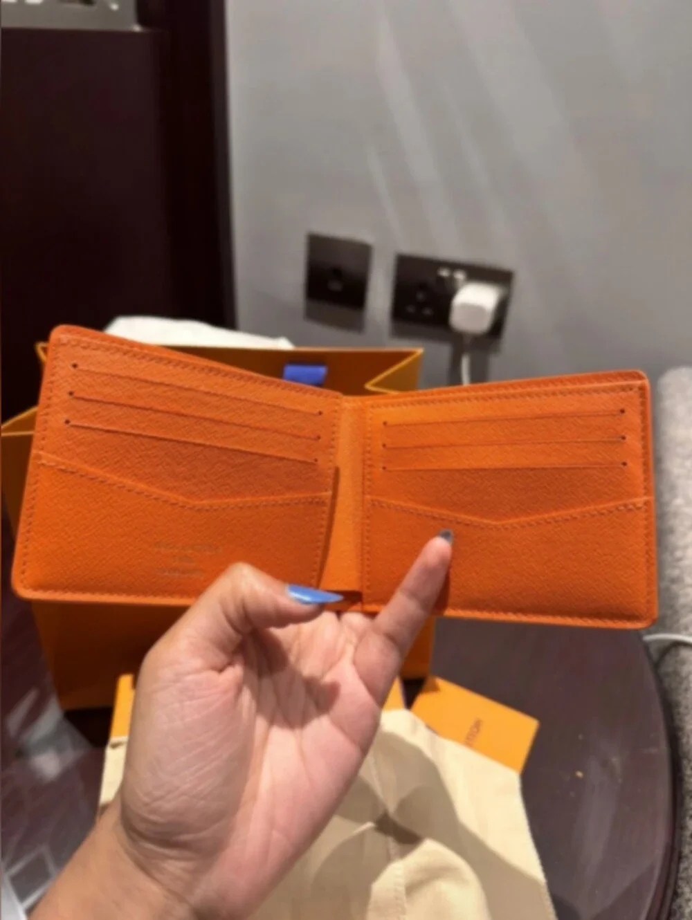 Louis Vuitton Orange Textured Bifold Card Holder Wallet